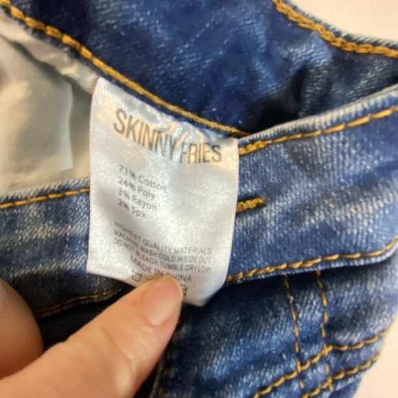 Skinny Fries Denim High Waist Distressed Raw Hem Stretch Skinny Jeans Size 15 - Picture 4 of 8